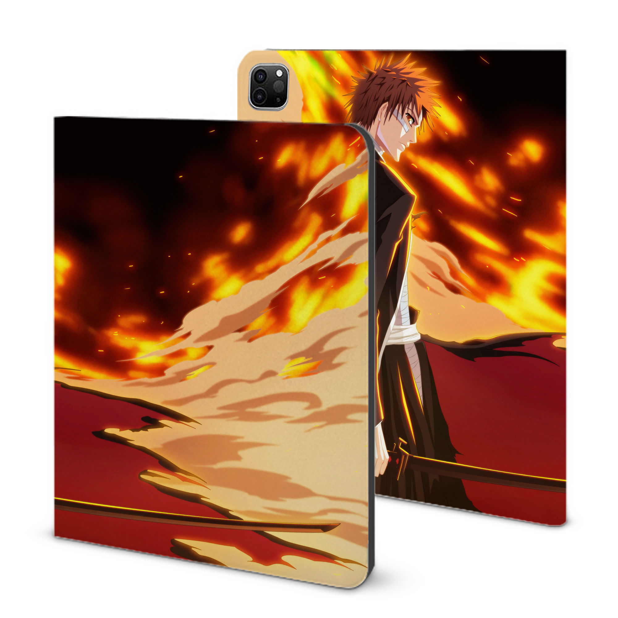 （画像用） ブリーチ BLEACH IPad ケース ブック型 PUレザー TPU 耐衝撃 軽量 薄型 ペン収納なし 全面保護 IPad 各モデル対応